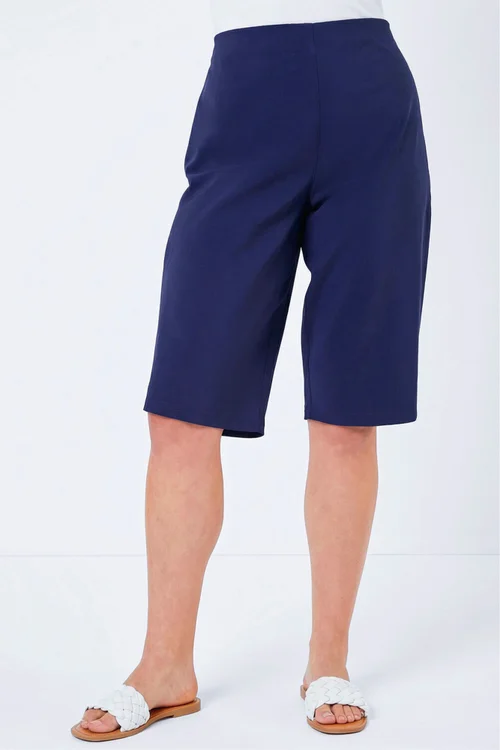 Roman Navy Curve Knee Length Stretch Shorts - 16 Image 2