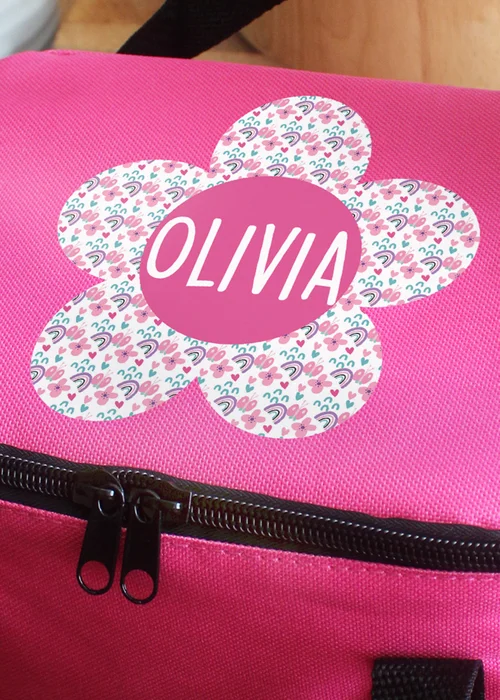 Personalised Memento Company Pink Flower Lunch Bag - One Size Image 2