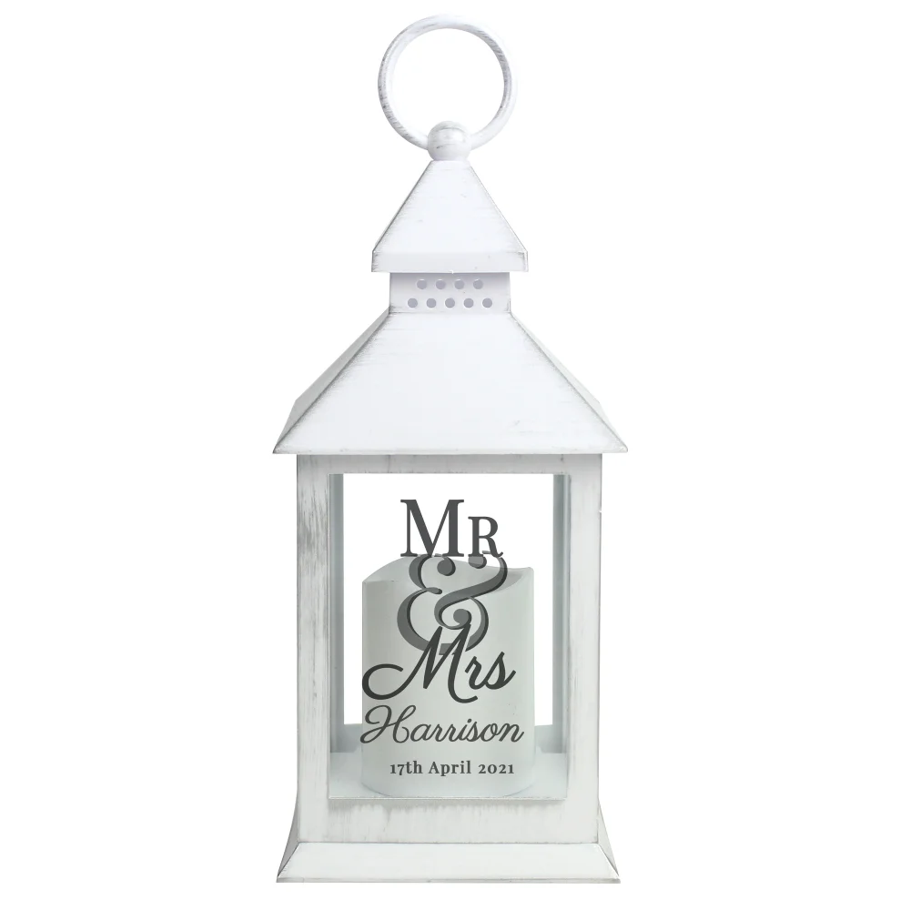 Personalised Memento Company White Mr & Mrs White Lantern - One Size Image 5