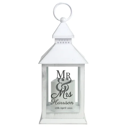 Personalised Memento Company White Mr & Mrs White Lantern - One Size Image 5