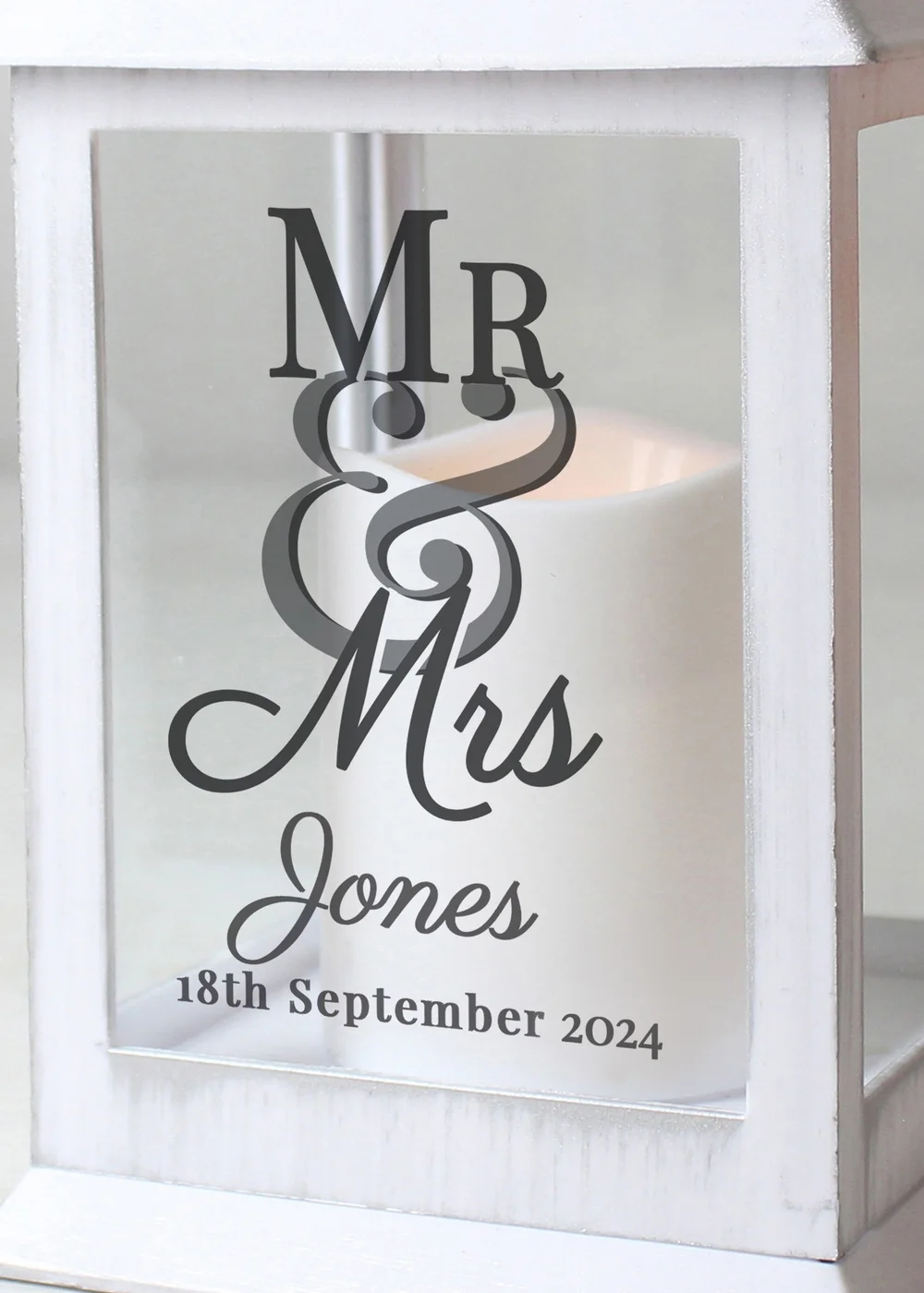 Personalised Memento Company White Mr & Mrs White Lantern - One Size Image 2