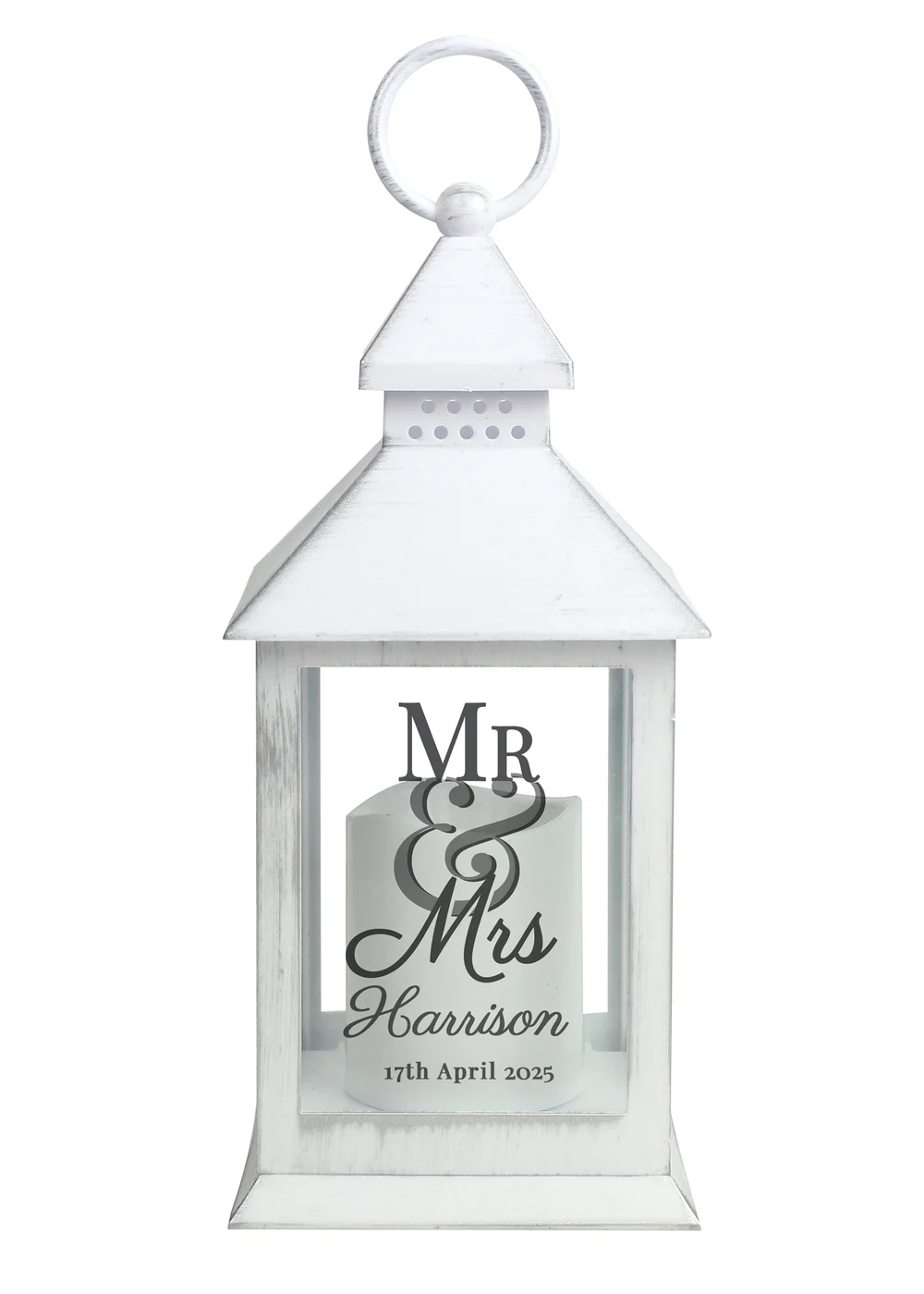 Personalised Memento Company White Mr & Mrs White Lantern - One Size Image 1