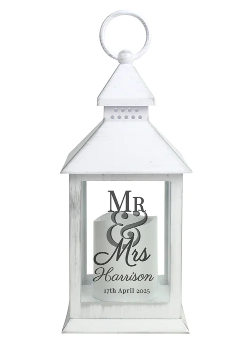 Personalised Memento Company White Mr & Mrs White Lantern - One Size Image 1