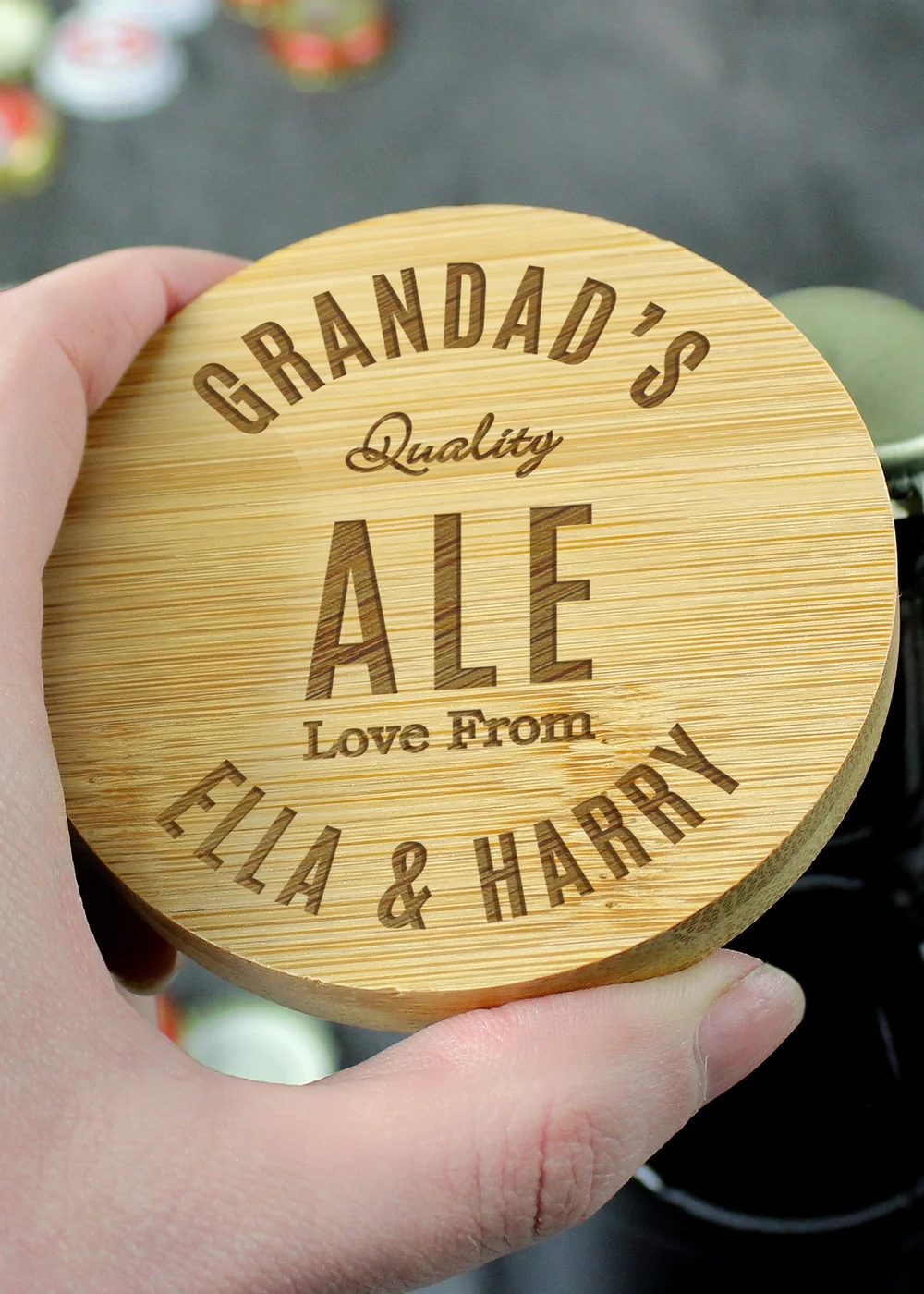Personalised Memento Company Wood Bamboo Bottle Opener Coaster - One Size Image 1