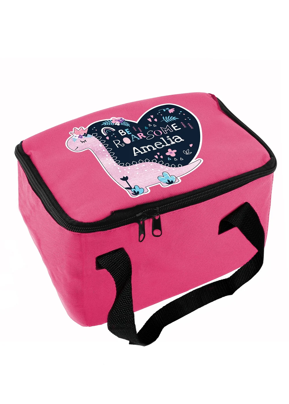 Personalised Memento Company Pink Dinosaur Lunch Bag - One Size Image 1