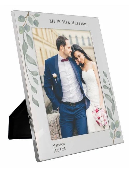 Personalised Memento Company Silver Botanical 5x7 Photo Frame - One Size Image 1