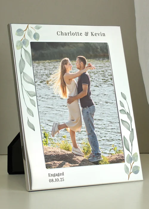 Personalised Memento Company Silver Botanical 5x7 Photo Frame - One Size Image 3