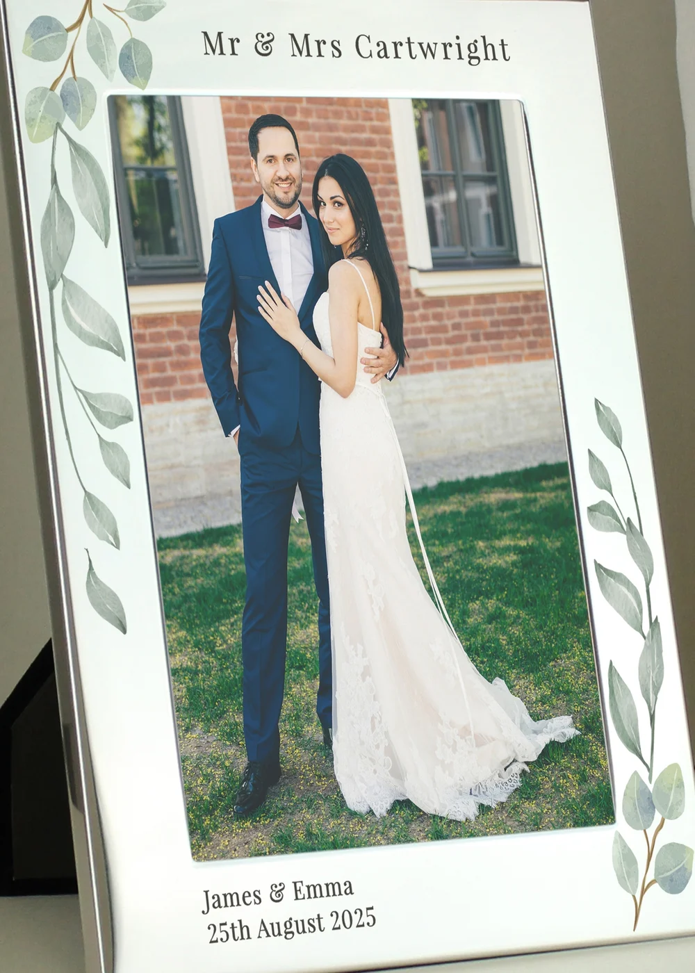 Personalised Memento Company Silver Botanical 5x7 Photo Frame - One Size Image 2