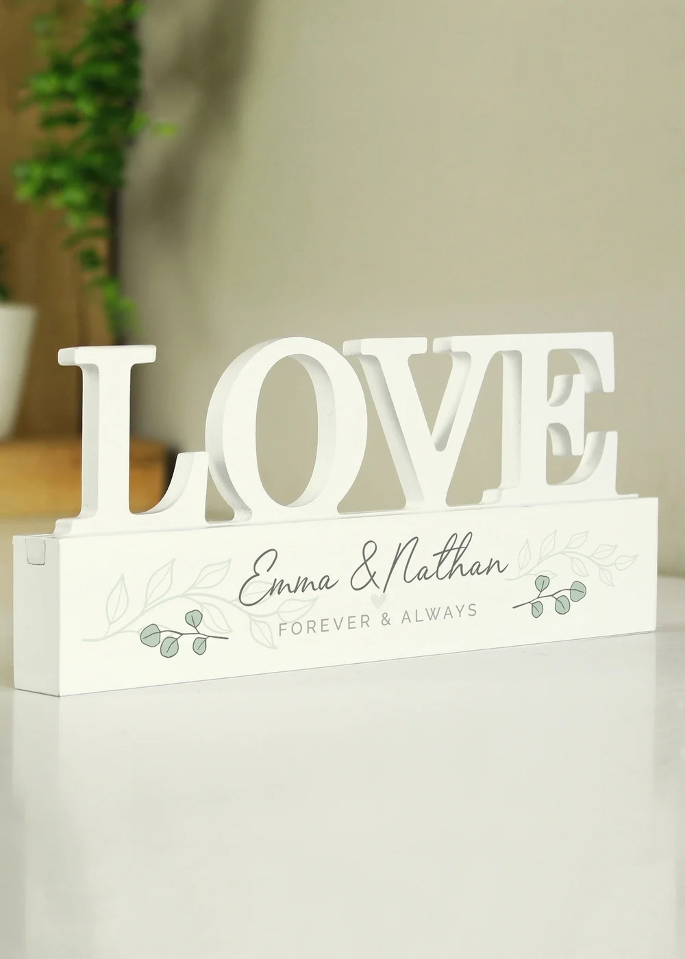 Personalised Memento Company White Wood Botanical Love Ornament - One Size Image 3