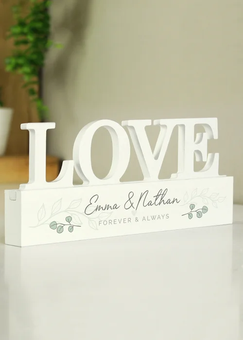 Personalised Memento Company White Wood Botanical Love Ornament - One Size Image 3