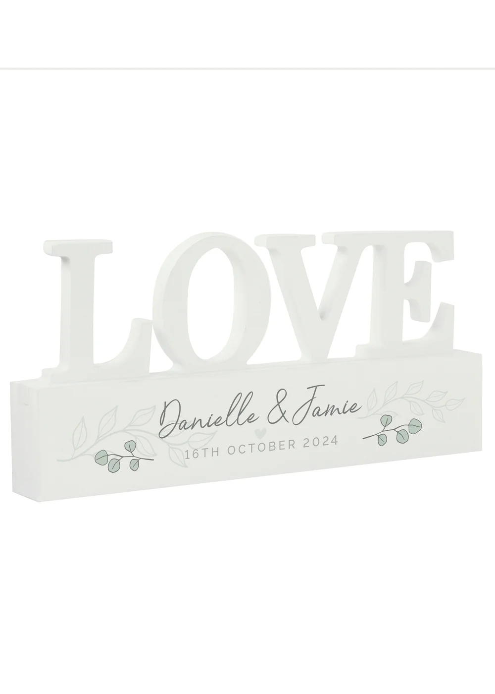 Personalised Memento Company White Wood Botanical Love Ornament - One Size Image 1