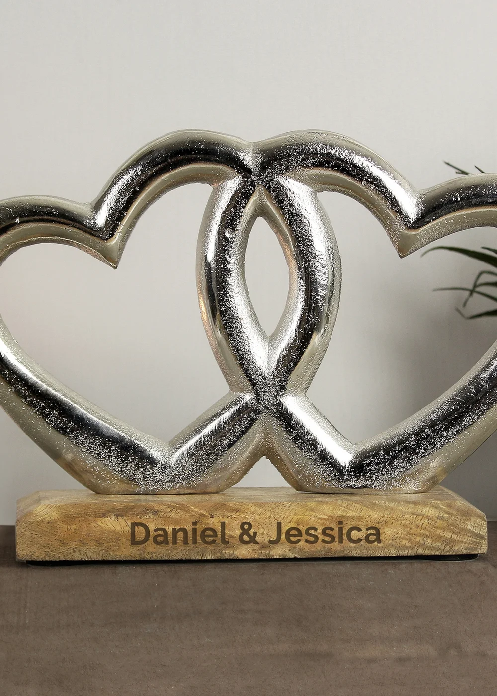 Personalised Memento Company Wood Double Heart Ornament - One Size Image 2