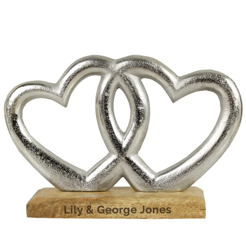Personalised Memento Company Wood Double Heart Ornament - One Size Image 5