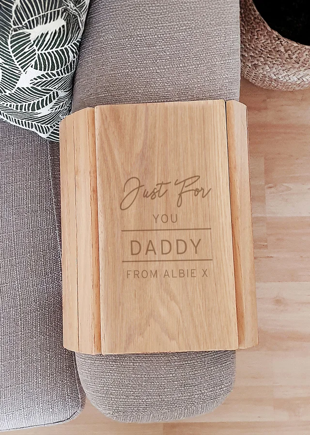 Personalised Memento Company Classic Brown Wooden Sofa Tray