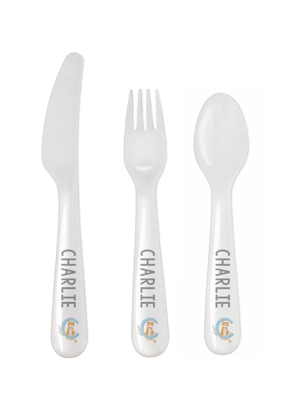 Personalised Memento Company White Animal Alphabet Plastic Cutlery - One Size Image 1