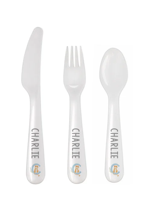 Personalised Memento Company White Animal Alphabet Plastic Cutlery - One Size Image 1