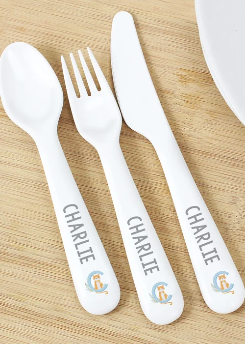 Personalised Memento Company White Animal Alphabet Plastic Cutlery - One Size Image 3