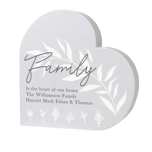 Personalised Memento Company Grey Leaf Decor Free Standing Heart Ornament - One Size Image 5