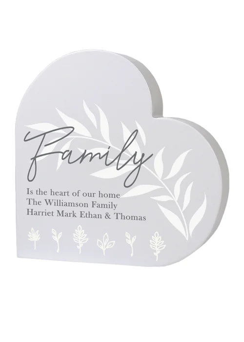 Personalised Memento Company Grey Leaf Decor Free Standing Heart Ornament - One Size Image 1