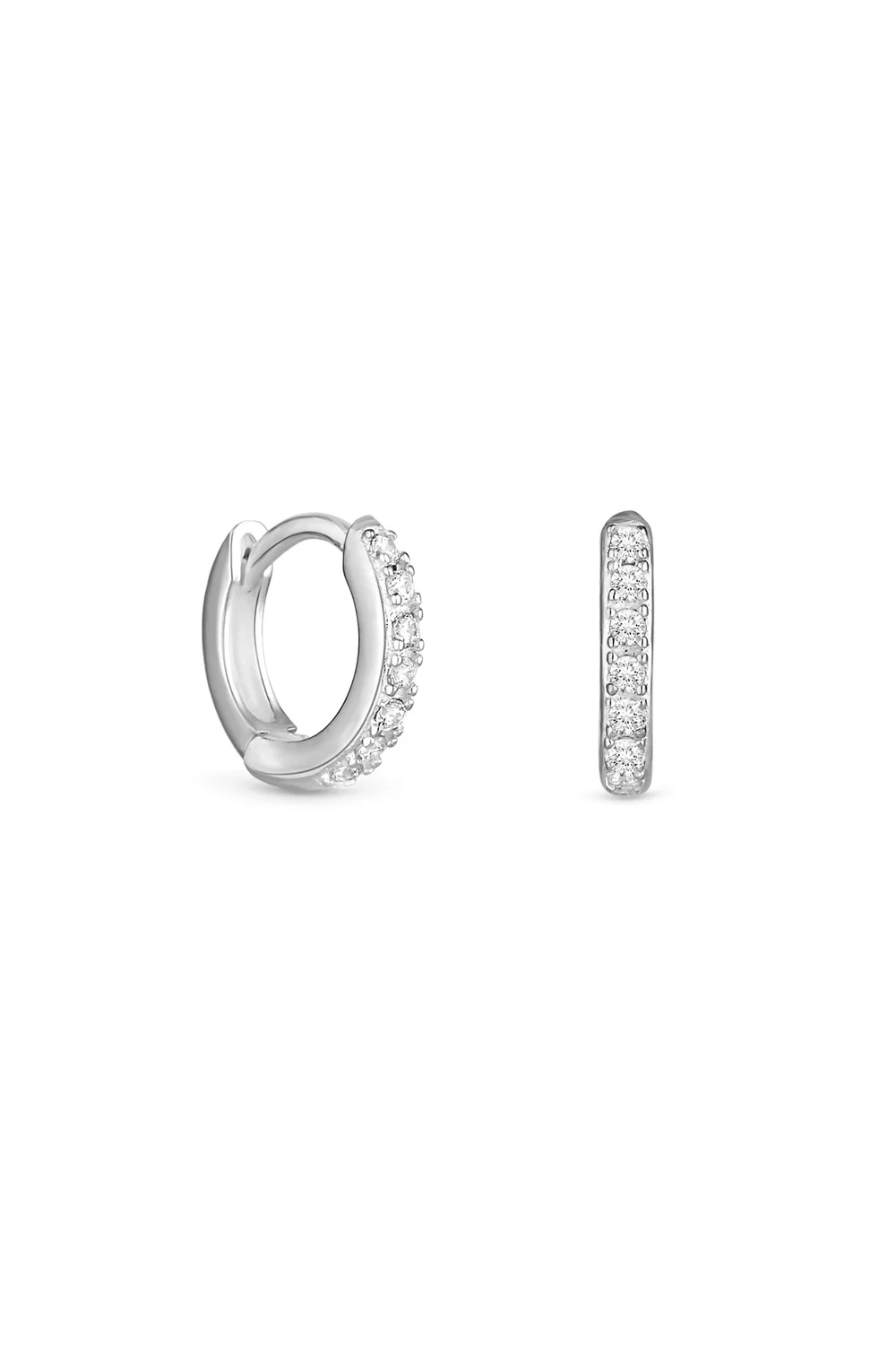 Simply Silver Sterling Silver 925 Cubic Zirconia Mini Hoop Earrings - One Size Image 1