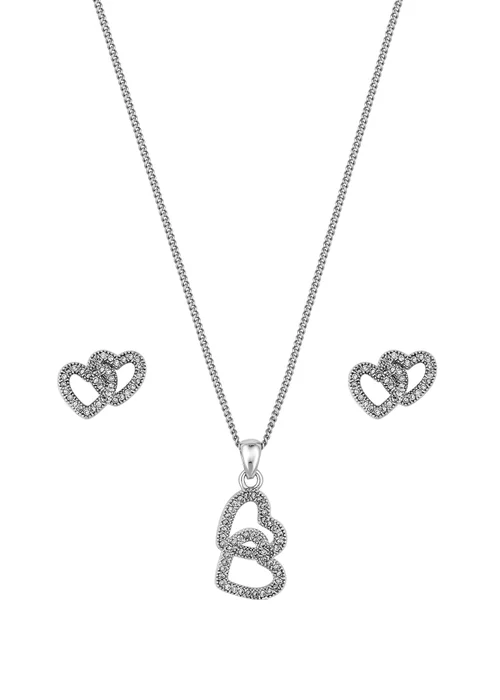 Jon Richard Rhodium Plated Cubic Zirconia Heart Pendant Set - Gift Boxed - One Size Image 3