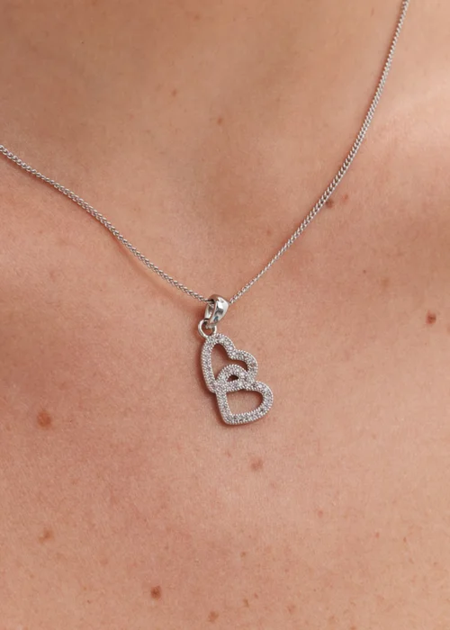 Jon Richard Rhodium Plated Cubic Zirconia Heart Pendant Set - Gift Boxed - One Size Image 5