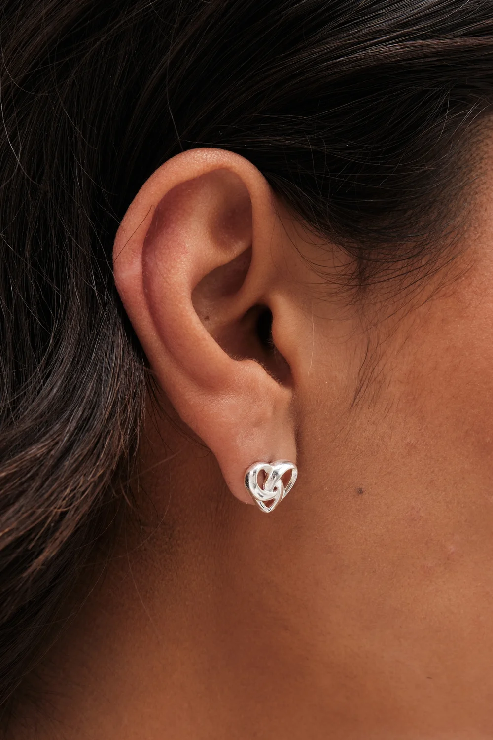 Simply Silver Sterling Silver 925 Knotted Heart Stud Earrings - One Size Image 2