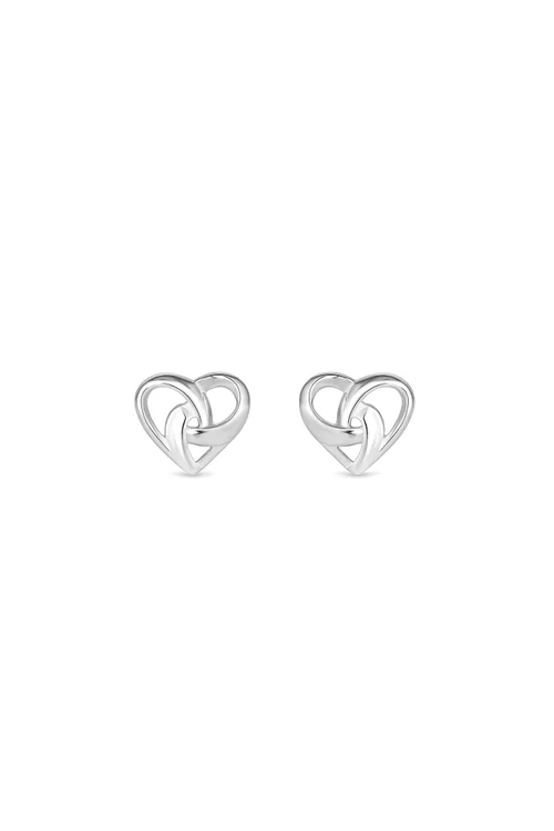 Simply Silver Sterling Silver 925 Knotted Heart Stud Earrings - One Size Image 1