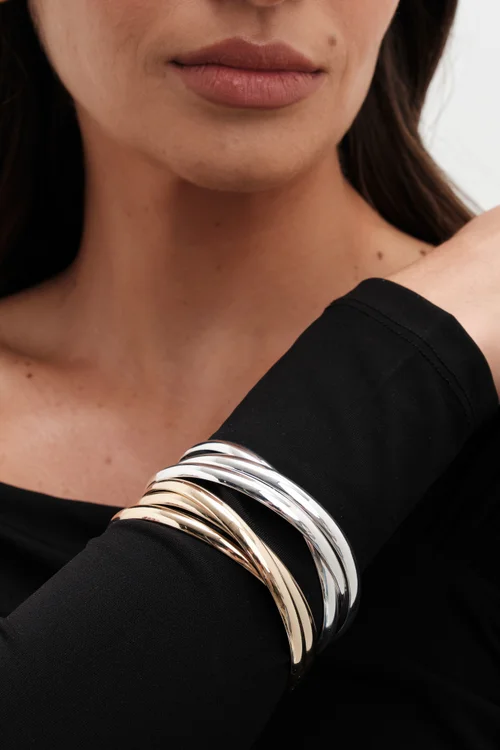 Jon Richard Gold Plated Interlock Bangles - One Size Image 2