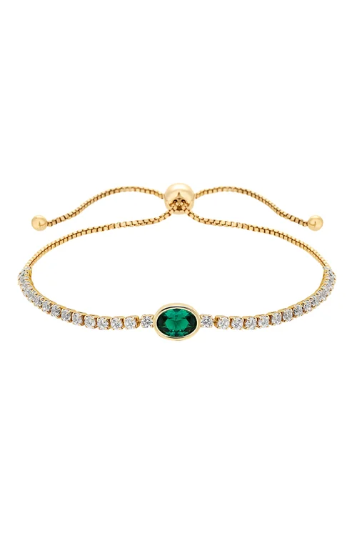 Jon Richard Gold Plate Cubic Zirconia Green Stone Toggle Bracelet - One Size Image 1