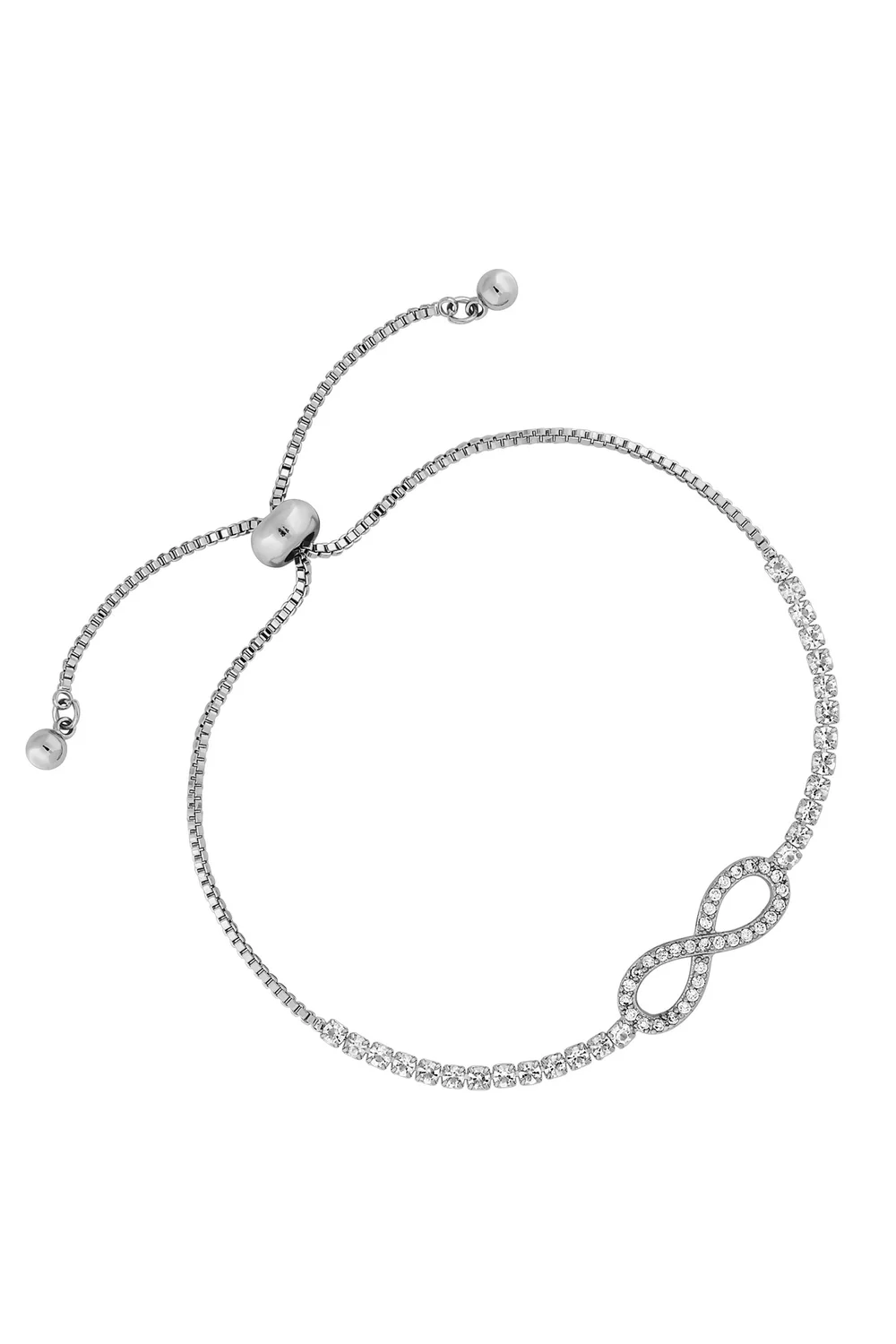 Jon Richard Silver Plated Crystal Infinity Toggle Bracelet - One Size Image 1