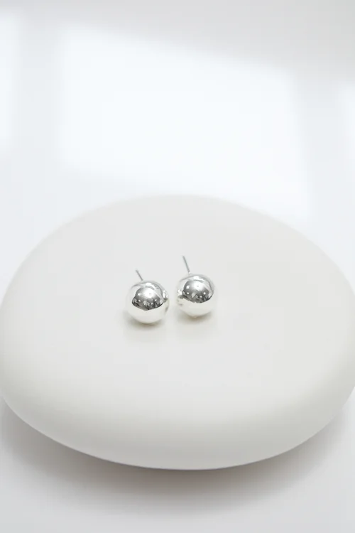 Jon Richard Silver Plated Polished Orb Stud Earrings - One Size Image 1