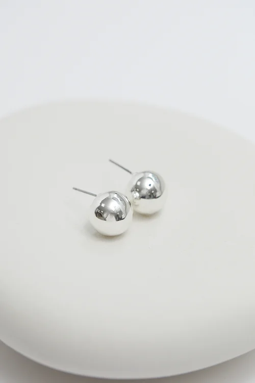 Jon Richard Silver Plated Polished Orb Stud Earrings - One Size Image 2