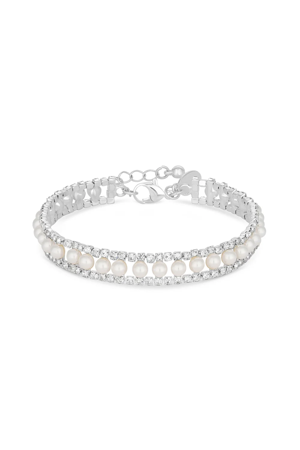 Jon Richard Silver Plated Pearl And Crystal Bracelet - One Size Image 1