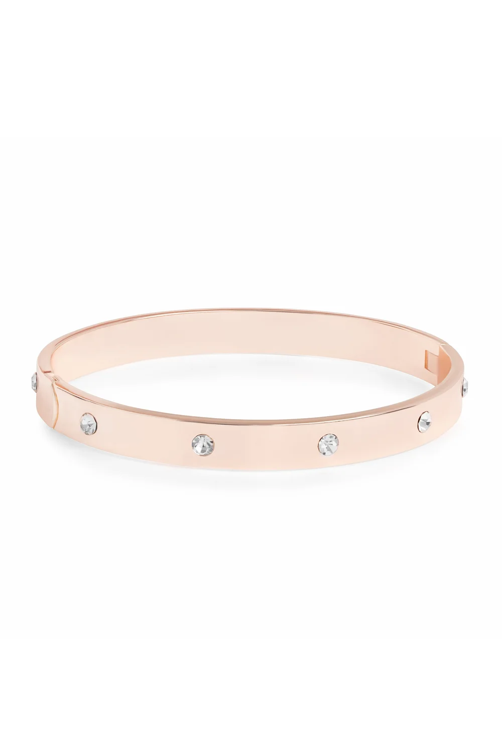 Jon Richard Rose Gold Plated Polished Crystal Bangle Bracelet - One Size Image 1