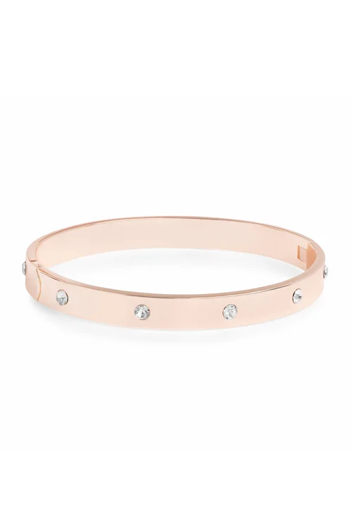 Jon Richard Rose Gold Plated Polished Crystal Bangle Bracelet - One Size Image 1