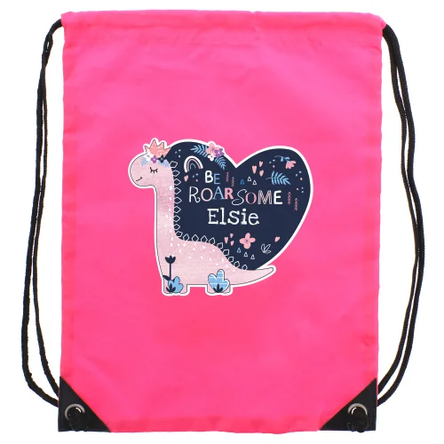 Personalised Memento Company Pink Dinosaur Kit Bag - One Size Image 5
