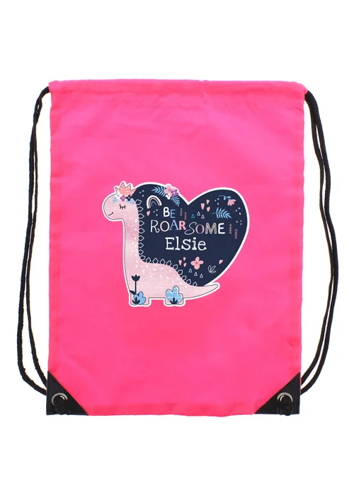 Personalised Memento Company Pink Dinosaur Kit Bag - One Size Image 1