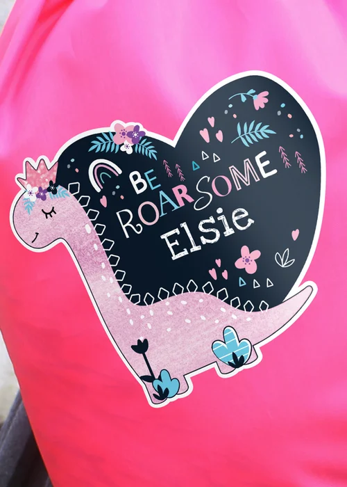 Personalised Memento Company Pink Dinosaur Kit Bag - One Size Image 2