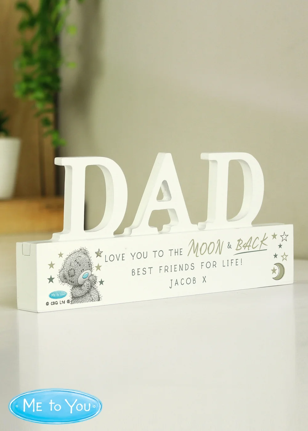 Personalised Memento Company White Wood Me To You Moon and Back Dad Ornament - One Size Image 3