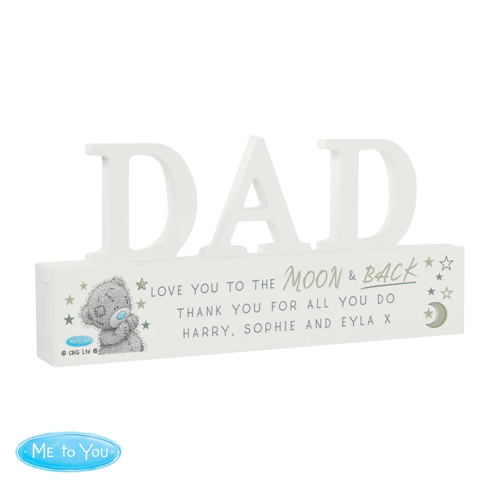 Personalised Memento Company White Wood Me To You Moon and Back Dad Ornament - One Size Image 5