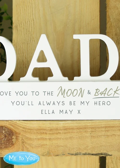 Personalised Memento Company White Wood Me To You Moon and Back Dad Ornament - One Size Image 2