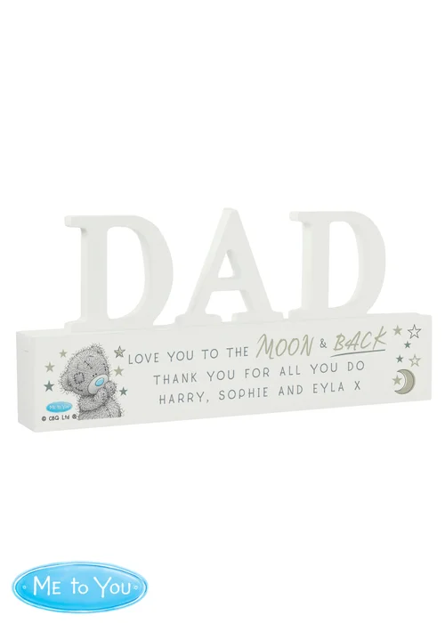 Personalised Memento Company White Wood Me To You Moon and Back Dad Ornament - One Size Image 1