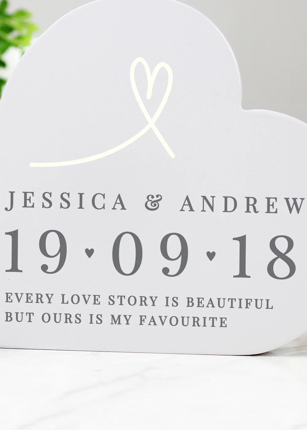 Personalised Memento Company Grey Free Text Free Standing Heart Ornament - One Size Image 2