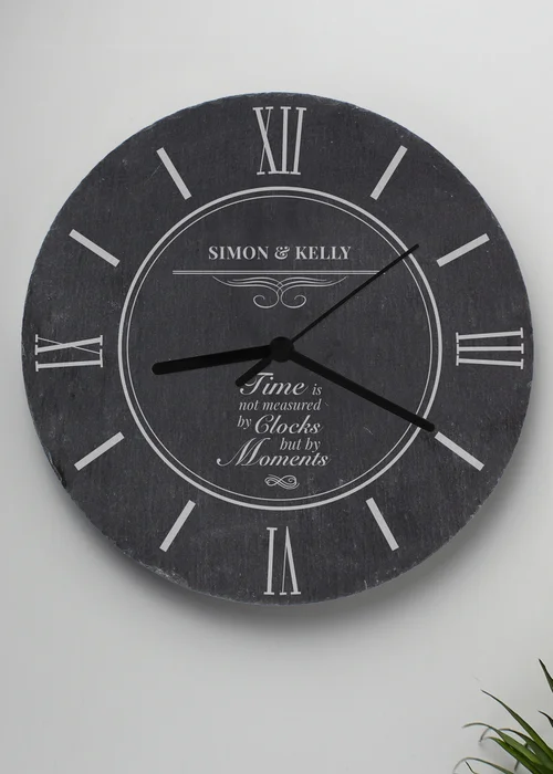 Personalised Memento Company Slate Moments Slate Clock - One Size Image 1