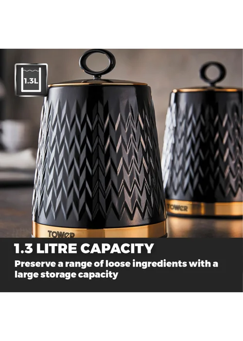 Tower Empire Black Canisters Set Of 3 - One Size Image 5