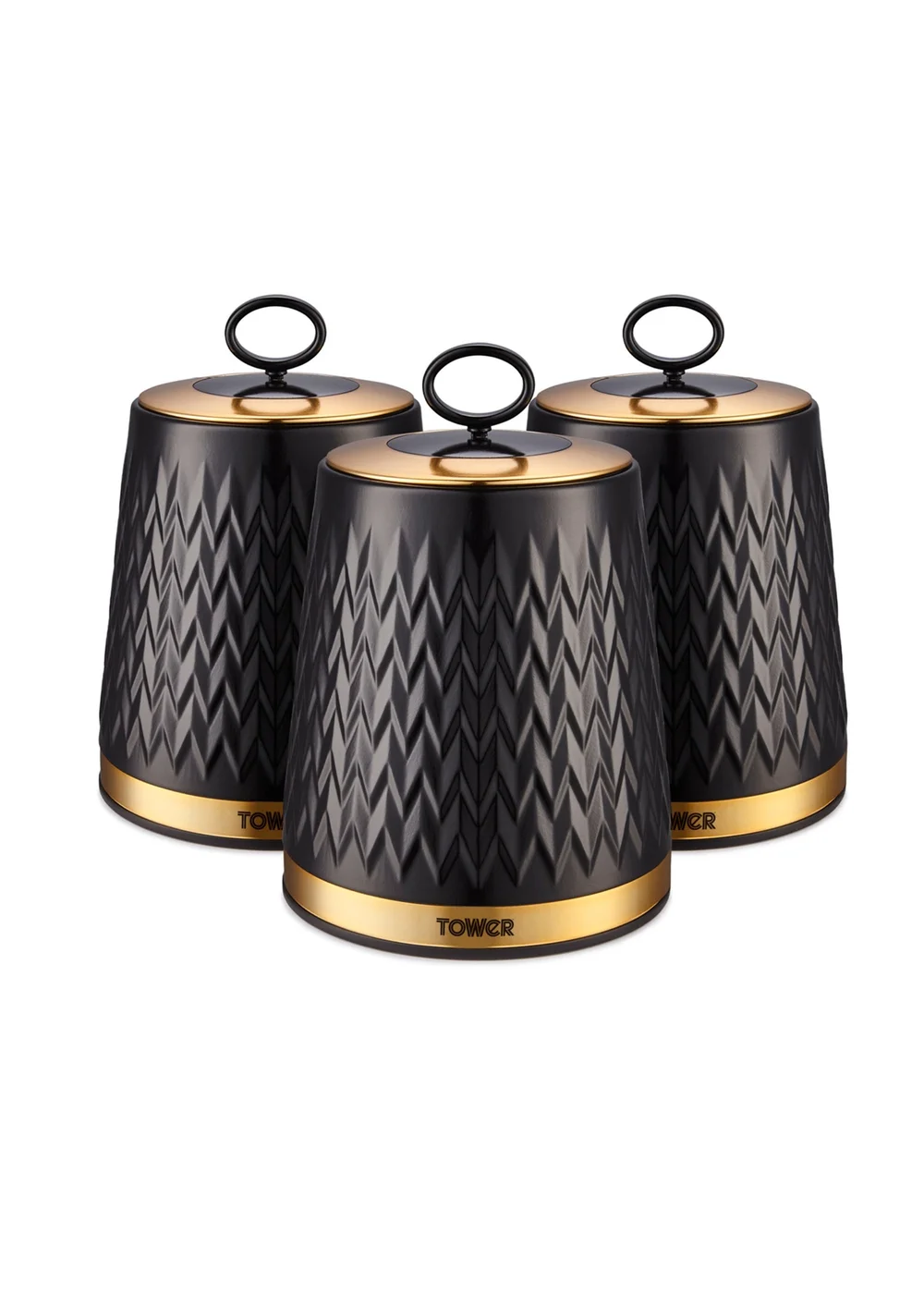 Tower Empire Black Canisters Set Of 3 - One Size Image 1