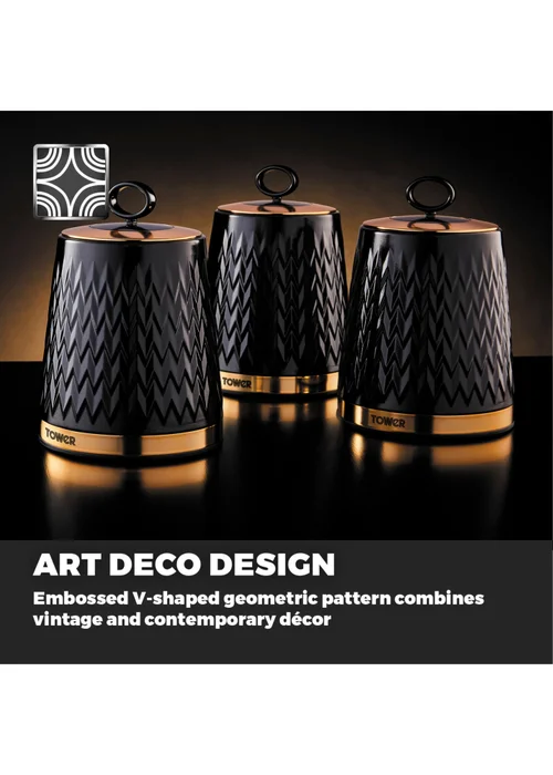 Tower Empire Black Canisters Set Of 3 - One Size Image 2