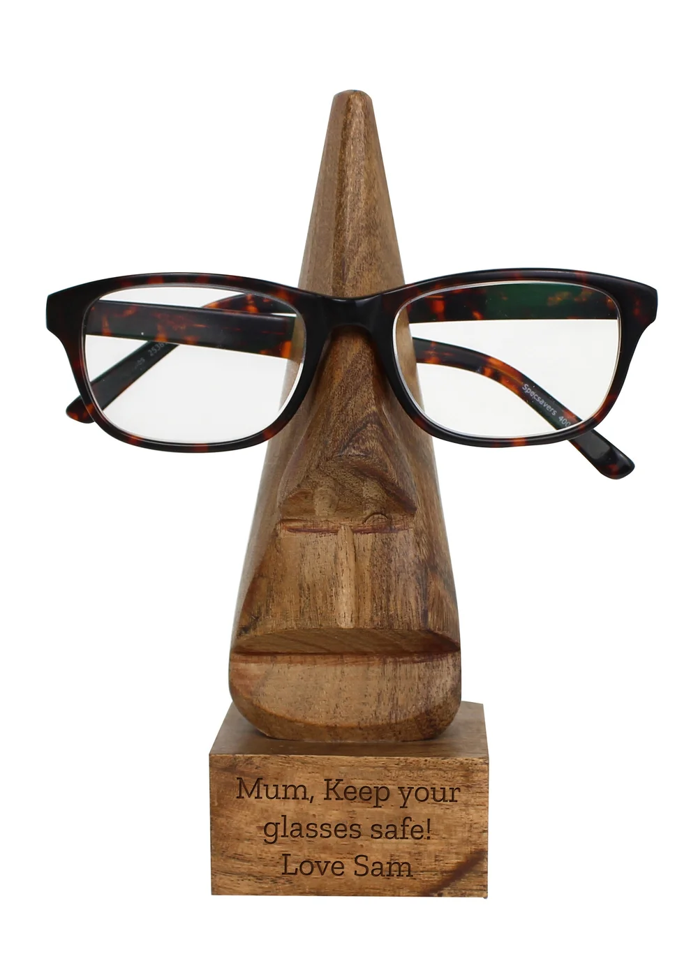 Personalised Memento Company Wood Nose-Shaped Glasses Holder - One Size Image 1