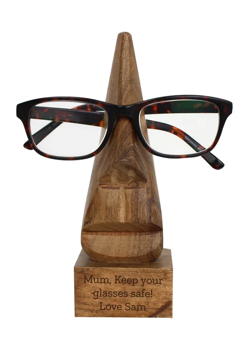 Personalised Memento Company Wood Nose-Shaped Glasses Holder - One Size Image 1